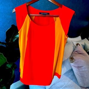 French Connection 100% Silk Two-Tone Sleeveless Blouse